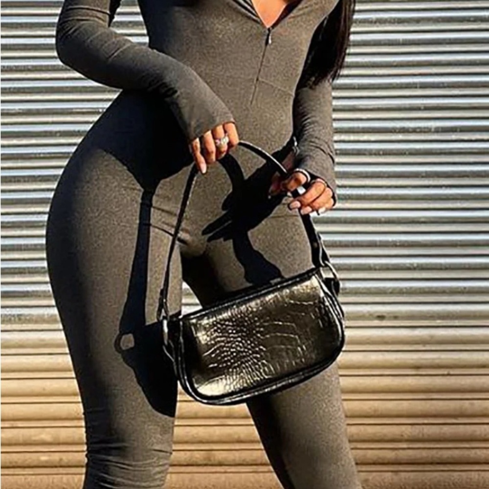 Fashion Nova Charcoal Jumpsuit size medium - Picture 6 of 11